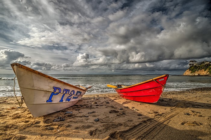Two boats on a beach in California