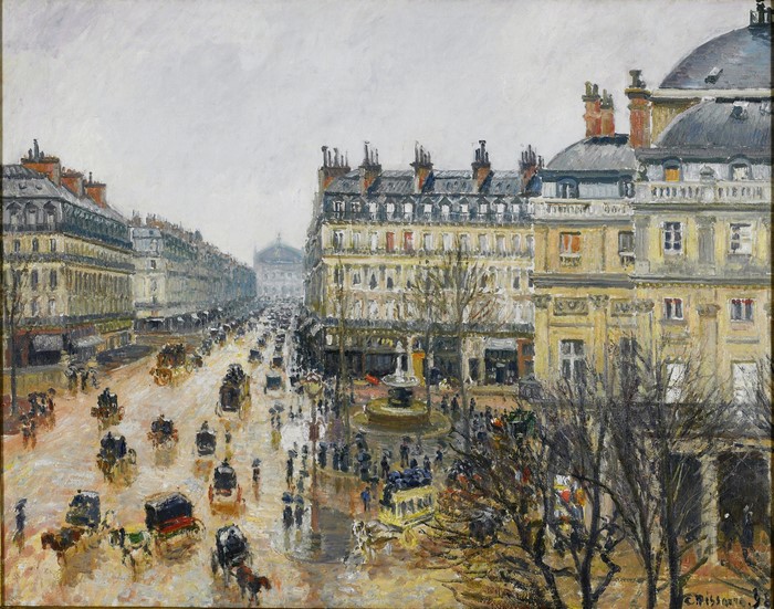 Rainy Paris Street Scene by Camille Pissarro