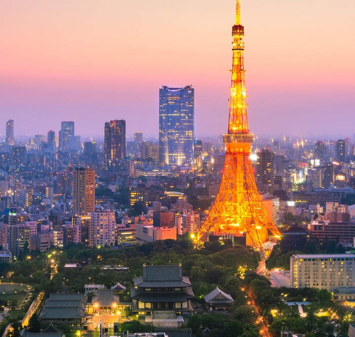 Tokyo Tower and cityscape at dusk