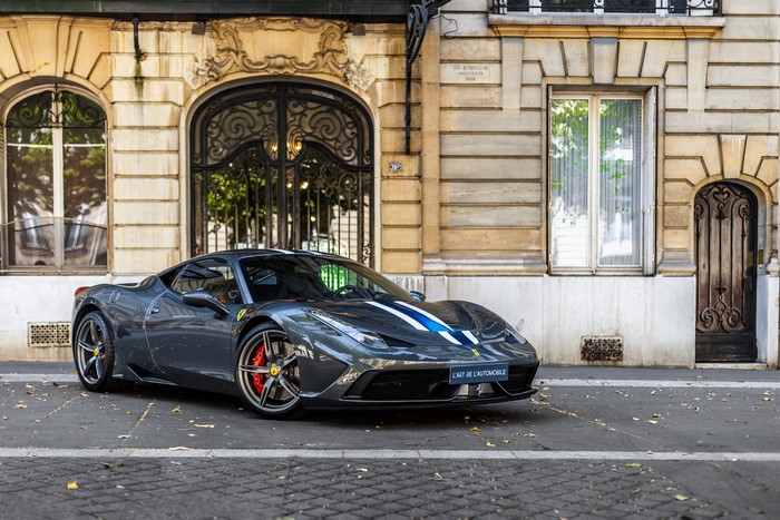 Ferrari 458 Speciale parked in front of a building
