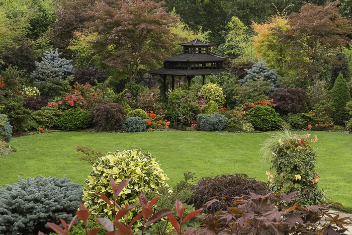 Walsall Garden England with Pagoda and Lawn
