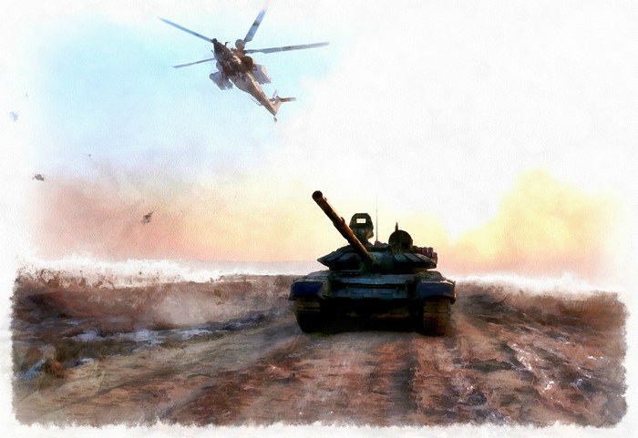 Tanks and helicopters in Syria
