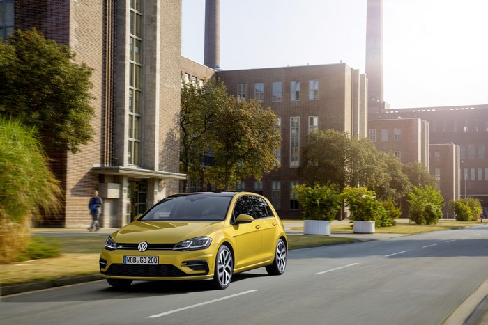 Yellow Volkswagen Golf TSI R-Line 5-door