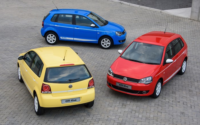 Three Volkswagen Citi Vivo cars