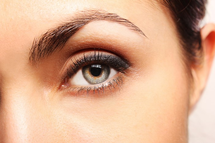 Close-up of a woman's eye with makeup