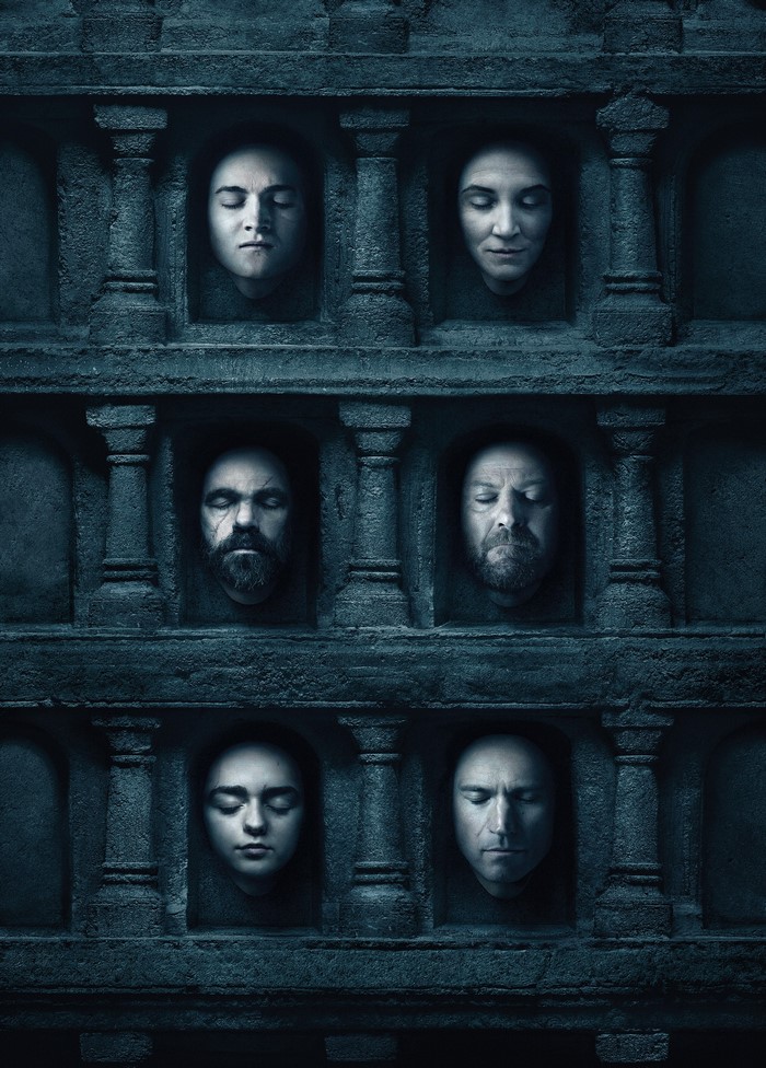 Game of Thrones heads displayed in stone niches