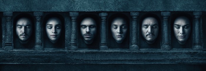 Game of Thrones heads displayed on stone