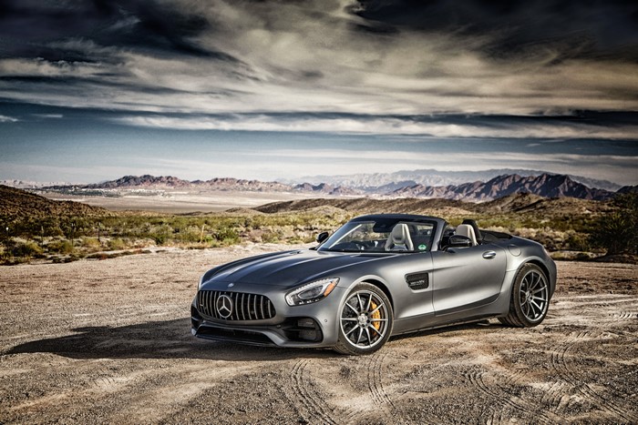 Mercedes-Benz AMG GT Roadster in desert landscape
