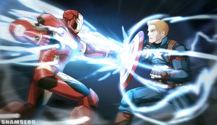 Iron Man vs Captain America in battle