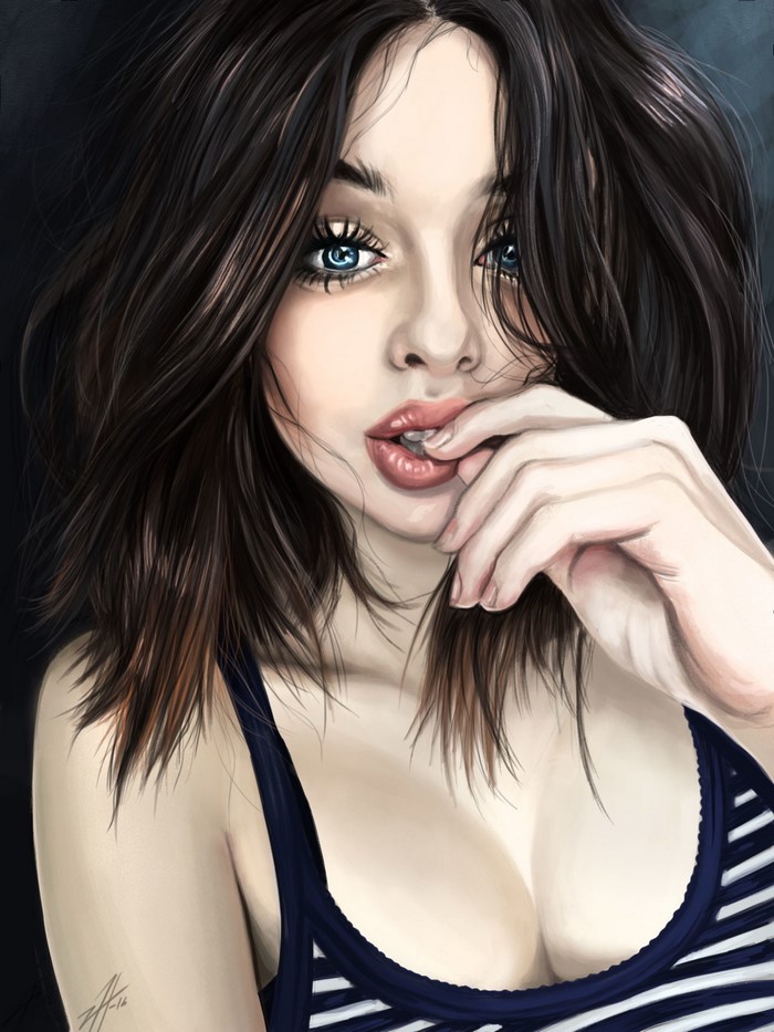 Painting of a Brunette girl