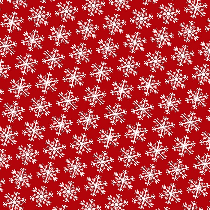 Seamless pattern of white snowflakes on a red background