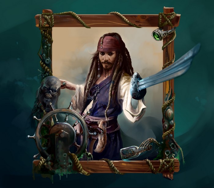 Jack Sparrow from Pirates of the Caribbean with sword