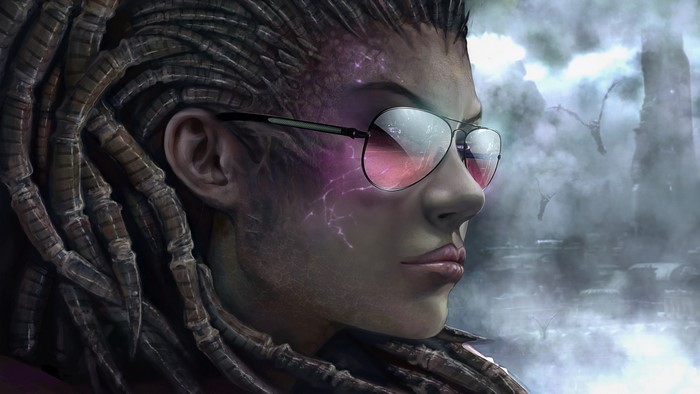 4K StarCraft Sarah Kerrigan wearing glasses