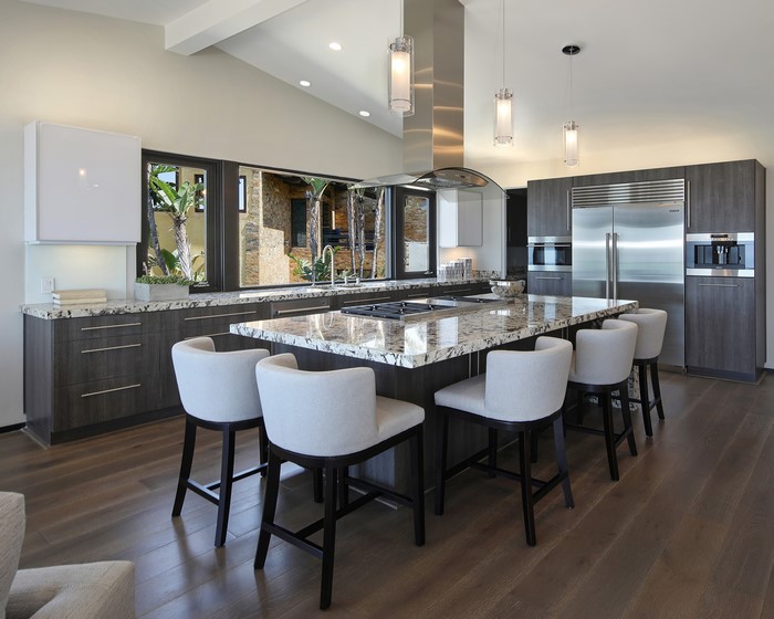 Modern Kitchen with Island and Bar Stools