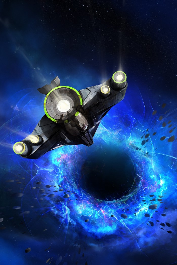 Starship approaching a black hole