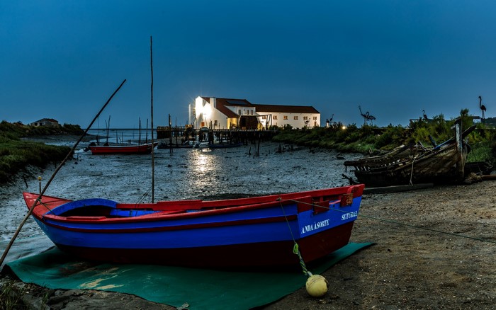 Boats in Setubal, Portugal at Evening