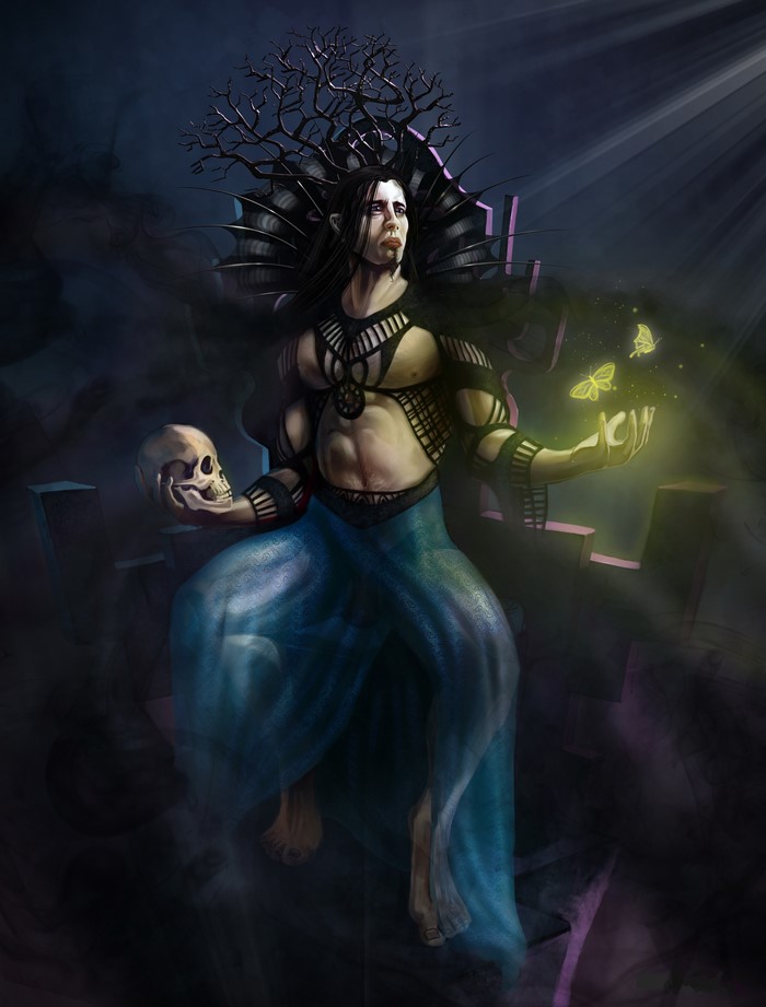 Mage with Skull and Butterflies