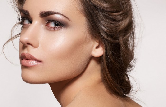Beautiful woman with makeup, closeup