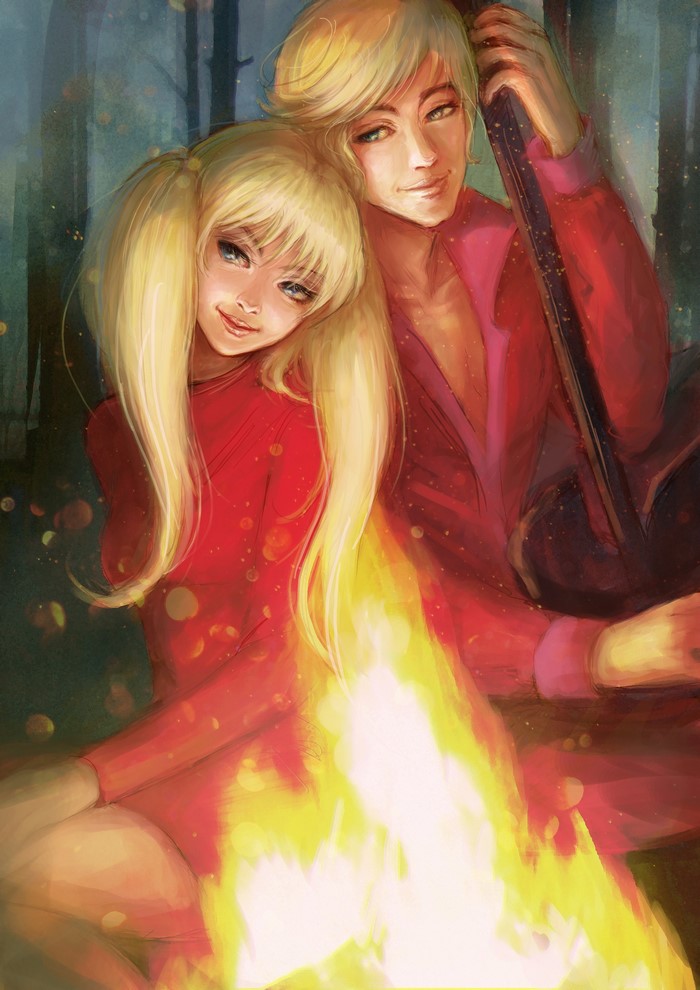 Couple by a Bonfire