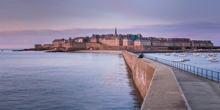 Saint Malo, France, with boats in the bay