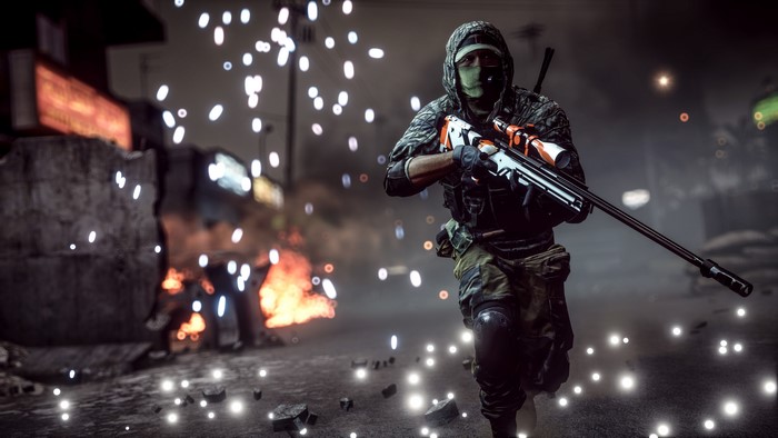 Soldier with sniper rifle in Battlefield 4