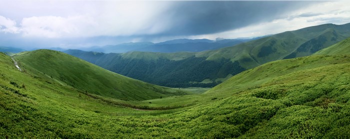 Mountains and green hills in Ukraine