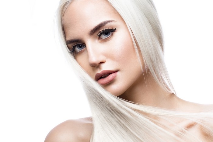 Beautiful blonde girl with blue eyes