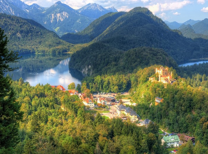 Hohenschwangau Castle and village in Bavaria, Germany