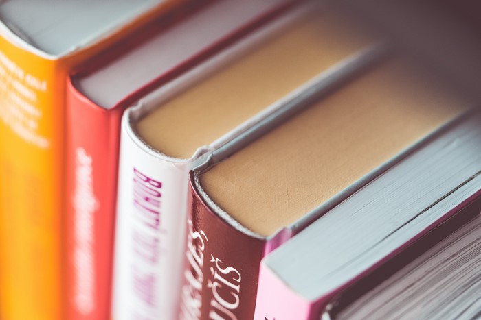 Closeup of a row of books
