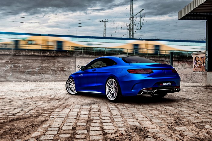 Blue Mercedes-Benz AMG S-Class C217 Coupe Back View