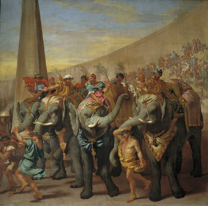Elephants in a Roman Circus with Spectators