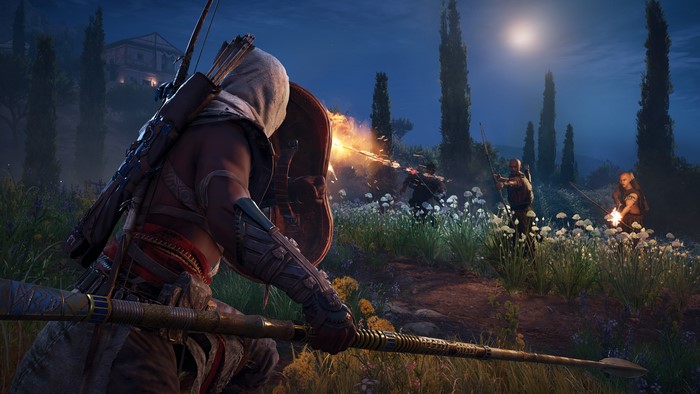 4K Warriors from Assassin's Creed Origins at Night