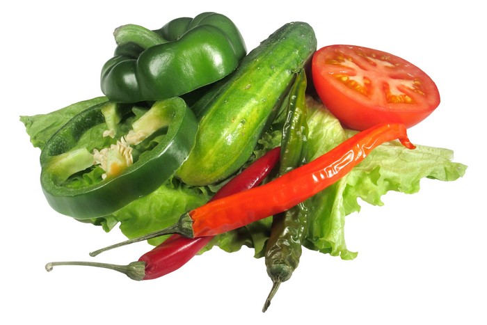 Assortment of fresh vegetables on a white background