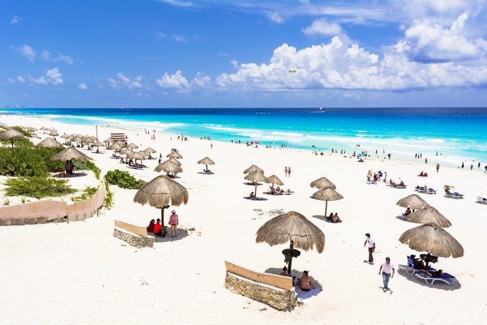 Cancun Beach, Mexico with Parasailing