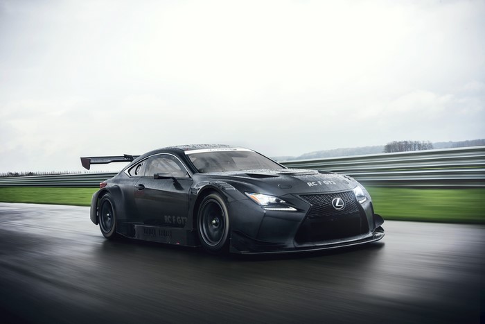 Lexus RC F GT3 race car on wet track