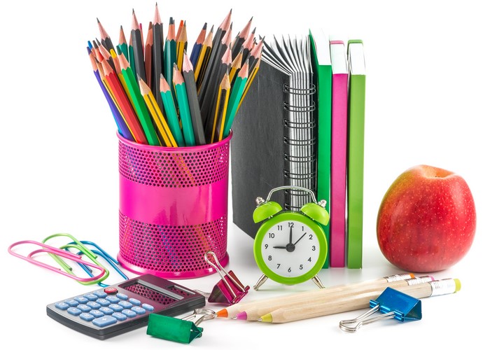 Stationery with Apple and Alarm Clock