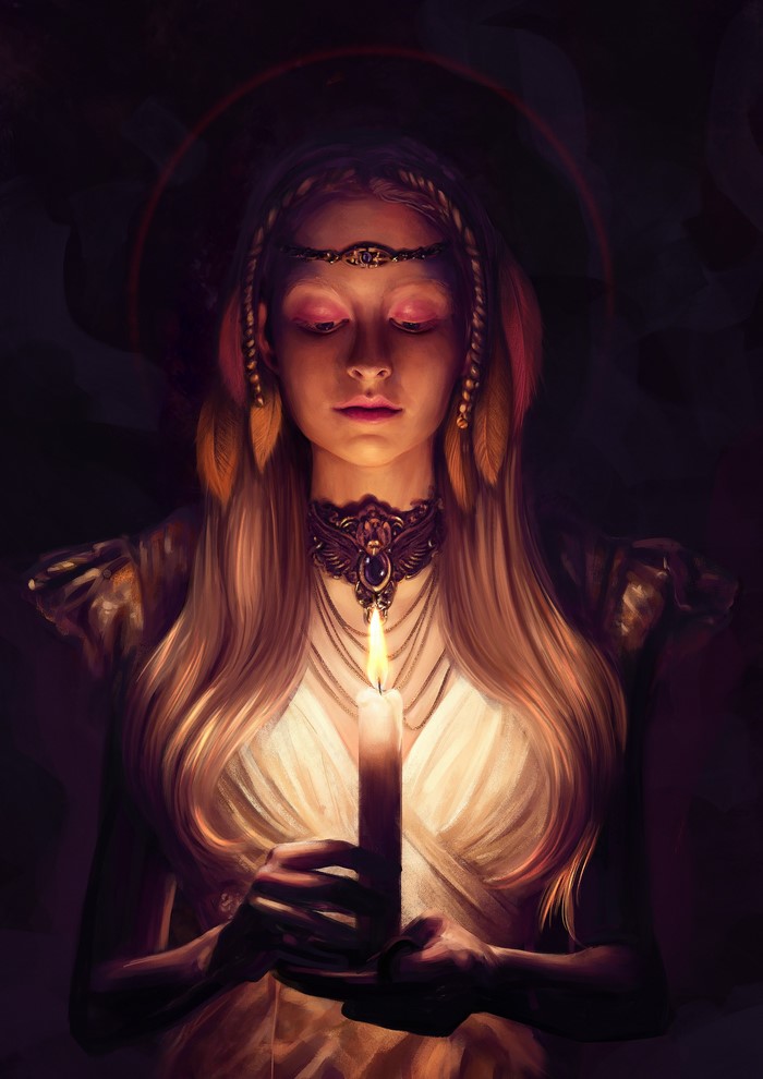 Woman holding a candle