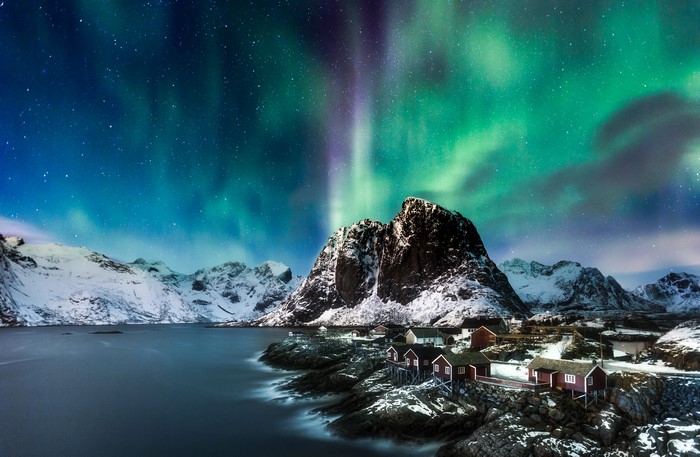Aurora Borealis over Lofoten Mountains, Norway