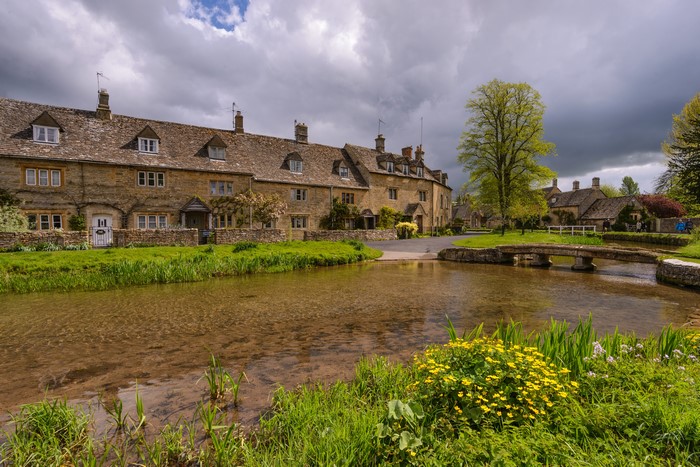Cotswolds Village with River and Stone Bridge