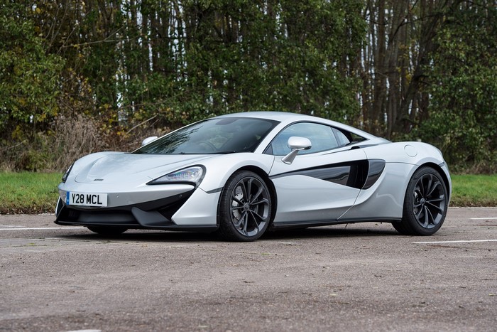 Silver McLaren 540C Coupe with license plate Y28 MCL
