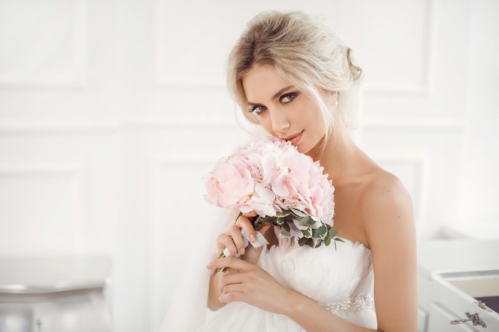 Bride with Pink Bouquet