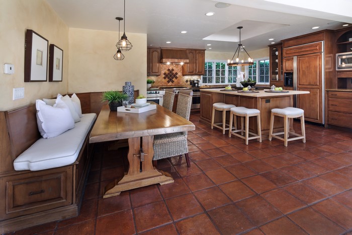 Kitchen with Dining Bench and Island