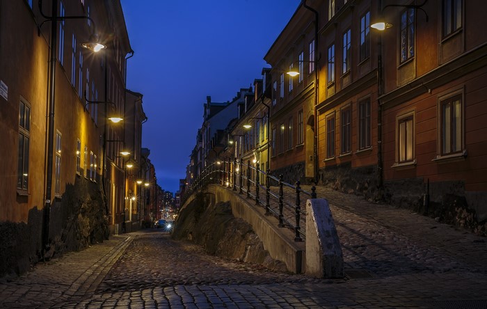 Street at night in Stockholm, Sweden