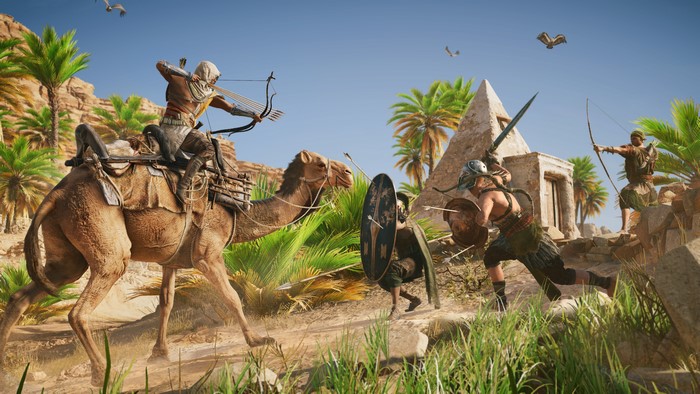 Assassin's Creed Origins Warriors Fighting on Camels