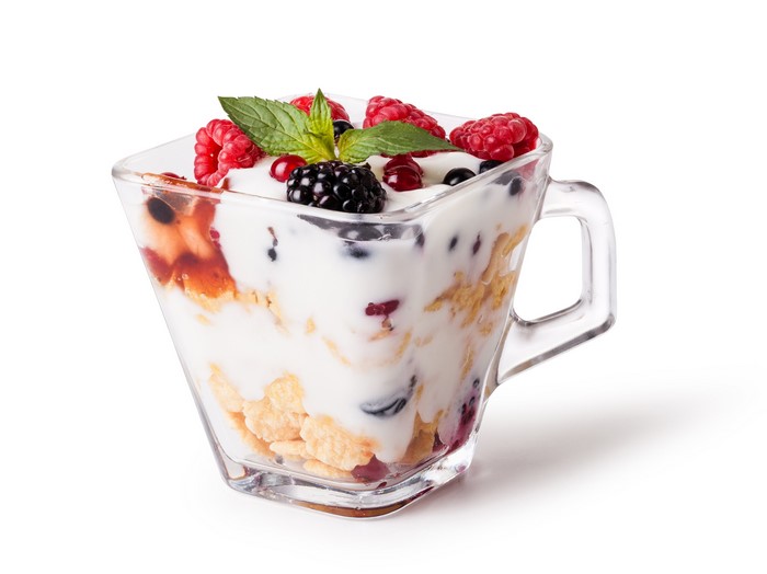 Berry Muesli Yogurt in a Glass Mug