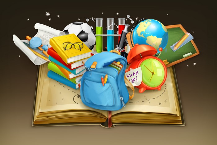4K School Supplies and Learning Essentials Illustration