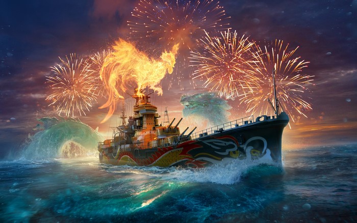 World of Warships Southern Dragon with Fireworks