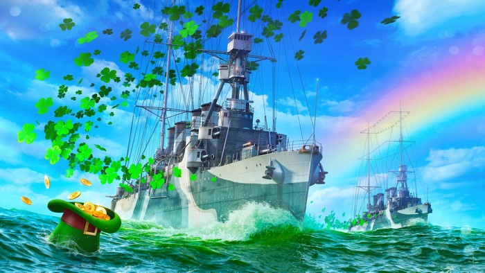 World of Warships Marblehead with St. Patrick's Day theme