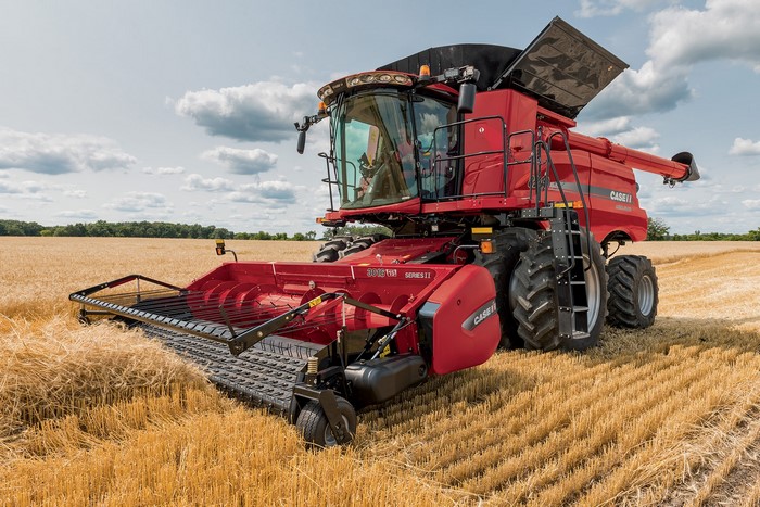 Red Case IH Combine Harvester in a Wheat Field