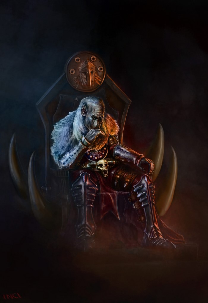 Warrior King Sitting on a Throne